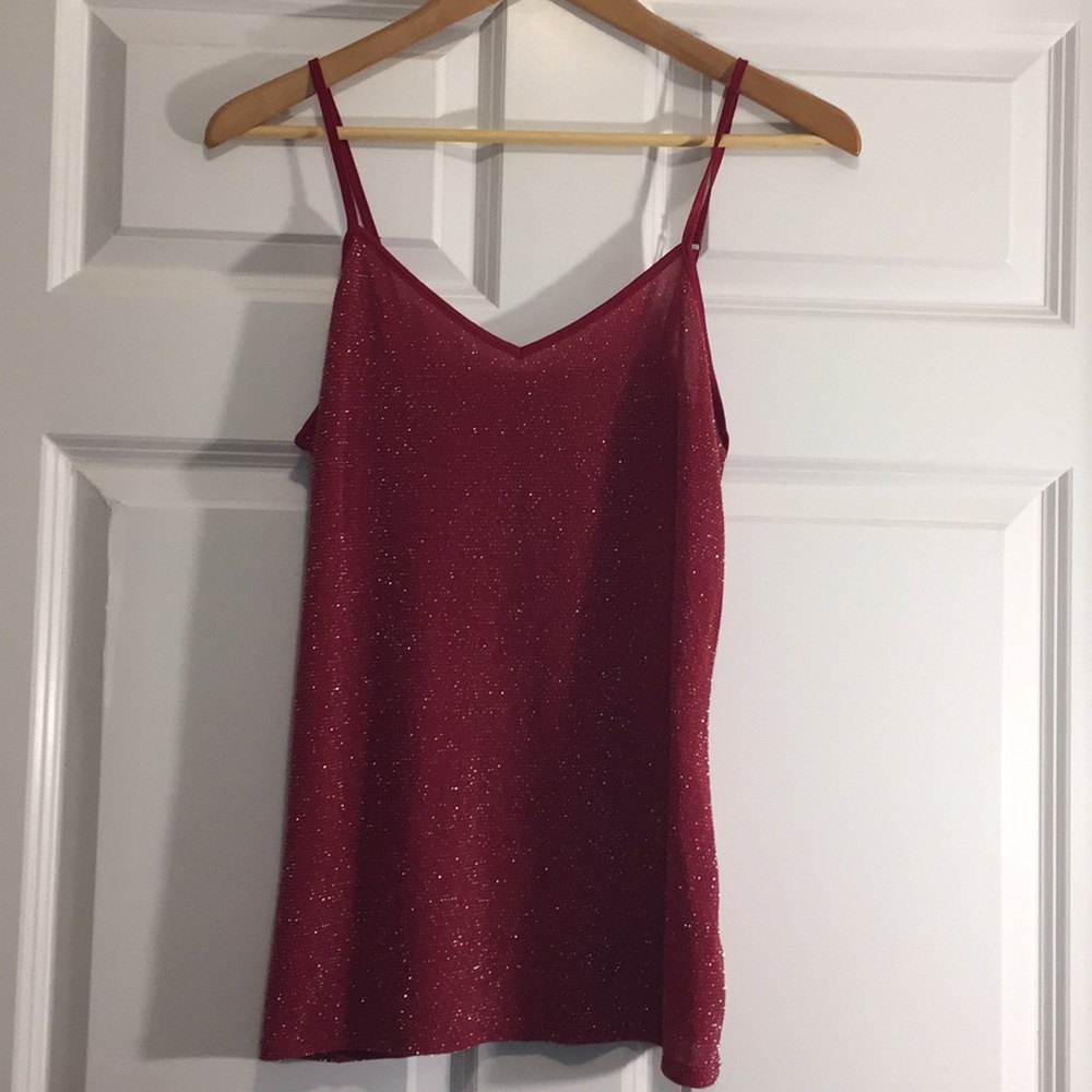 Express Medium Red Silver Sparkle Spaghetti Strap